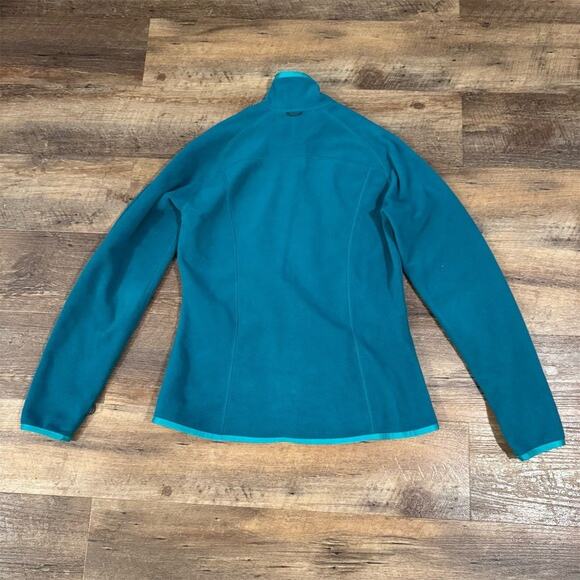 Eddie Bauer XS Teal Green Fleece Jacket Full Zip Pockets Hiking Walking Outdoor - Picture 2 of 11